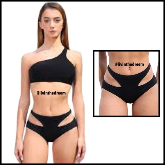 Windsor Black Strappy Bikini Bottoms SZ L $19 - Picture 1 of 14